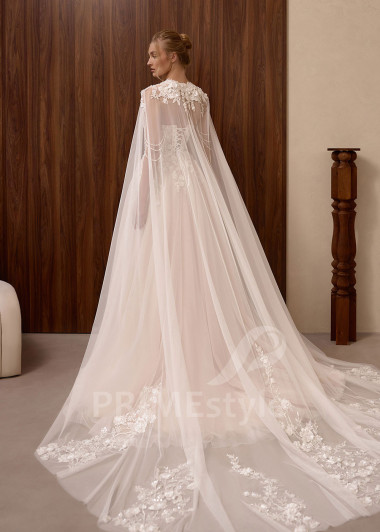 Svadobné šaty VS1207 s tylovým plášťom a rozparkom | PRIMESTYLE.SK