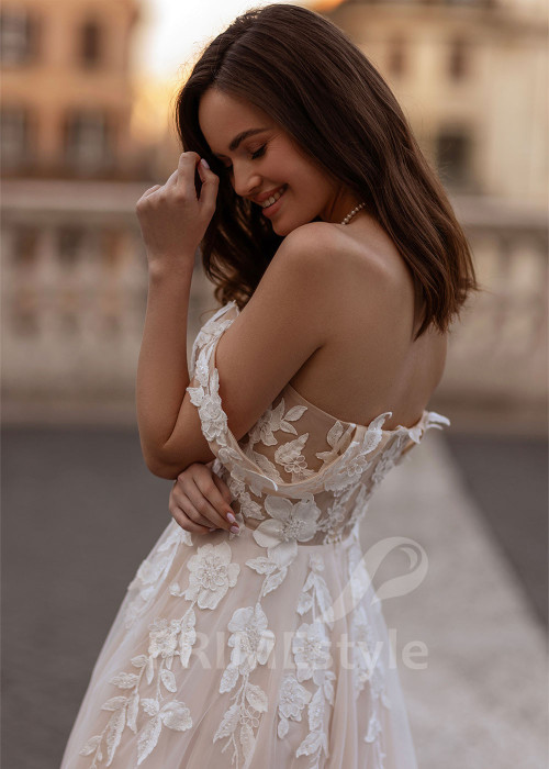 Luxusné kvetované svadobné šaty RS858