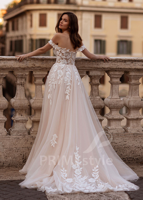 Luxusné kvetované svadobné šaty RS858
