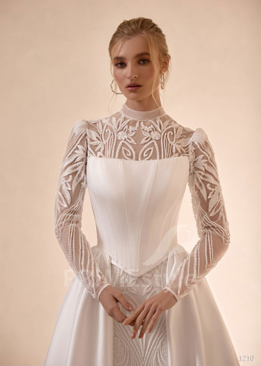 Luxusné svadobné šaty VS1210 s odnímateľnou saténovou vlečkou | PRIMESTYLE.SK