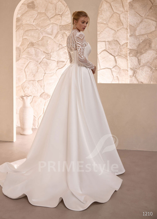 Luxusné svadobné šaty VS1210 s odnímateľnou saténovou vlečkou