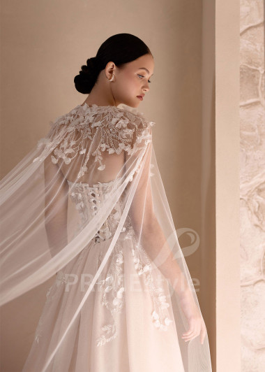 Luxusné svadobné šaty VS1211 s tylovým plášťom | PRIMESTYLE.SK