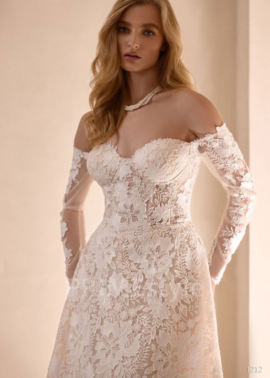 Celočipkované svadobné šaty VS1212 s dlhým rukávom | PRIMESTYLE.SK