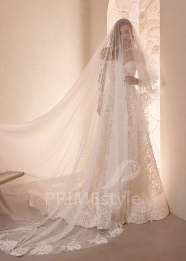 Celočipkované svadobné šaty VS1212 s dlhým rukávom | PRIMESTYLE.SK