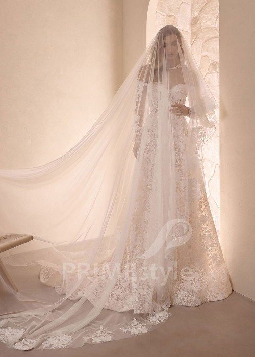 Celočipkované svadobné šaty VS1212 s dlhým čipkovaným rukávom