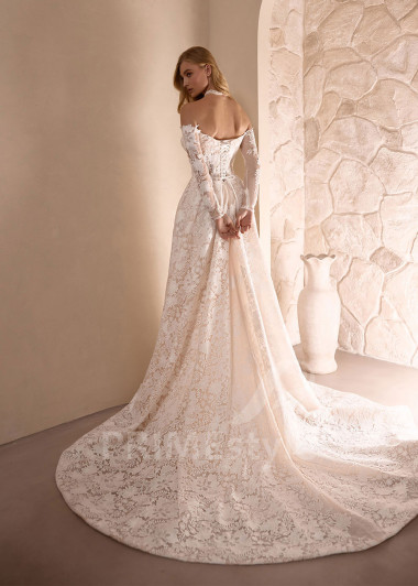 Celočipkované svadobné šaty VS1212 s dlhým rukávom | PRIMESTYLE.SK