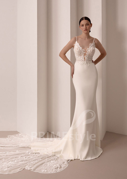 Elegantné svadobné šaty s čipkovaným živôtikom VS1214
