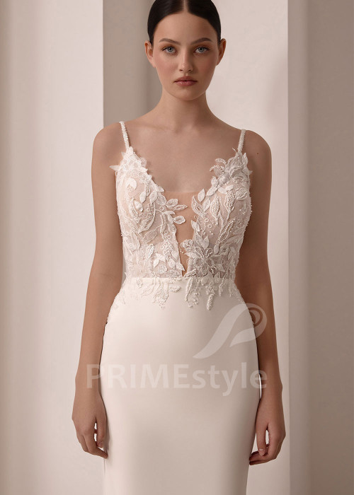 Elegantné svadobné šaty s čipkovaným živôtikom VS1214