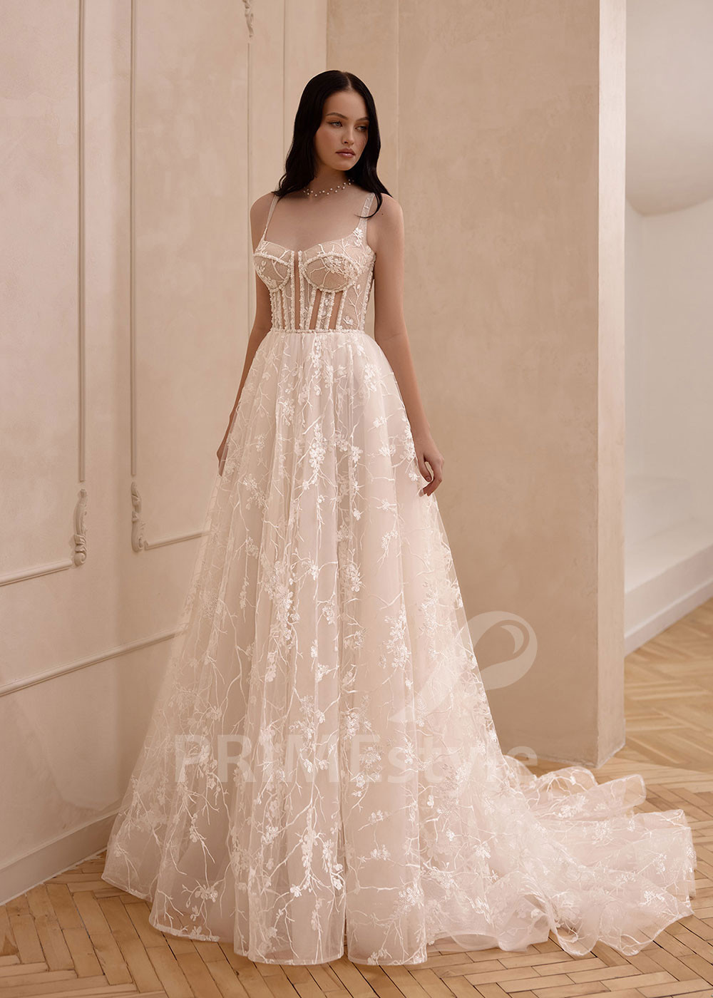 Romantické svadobné šaty s jemným tylovým vzorom VS1215