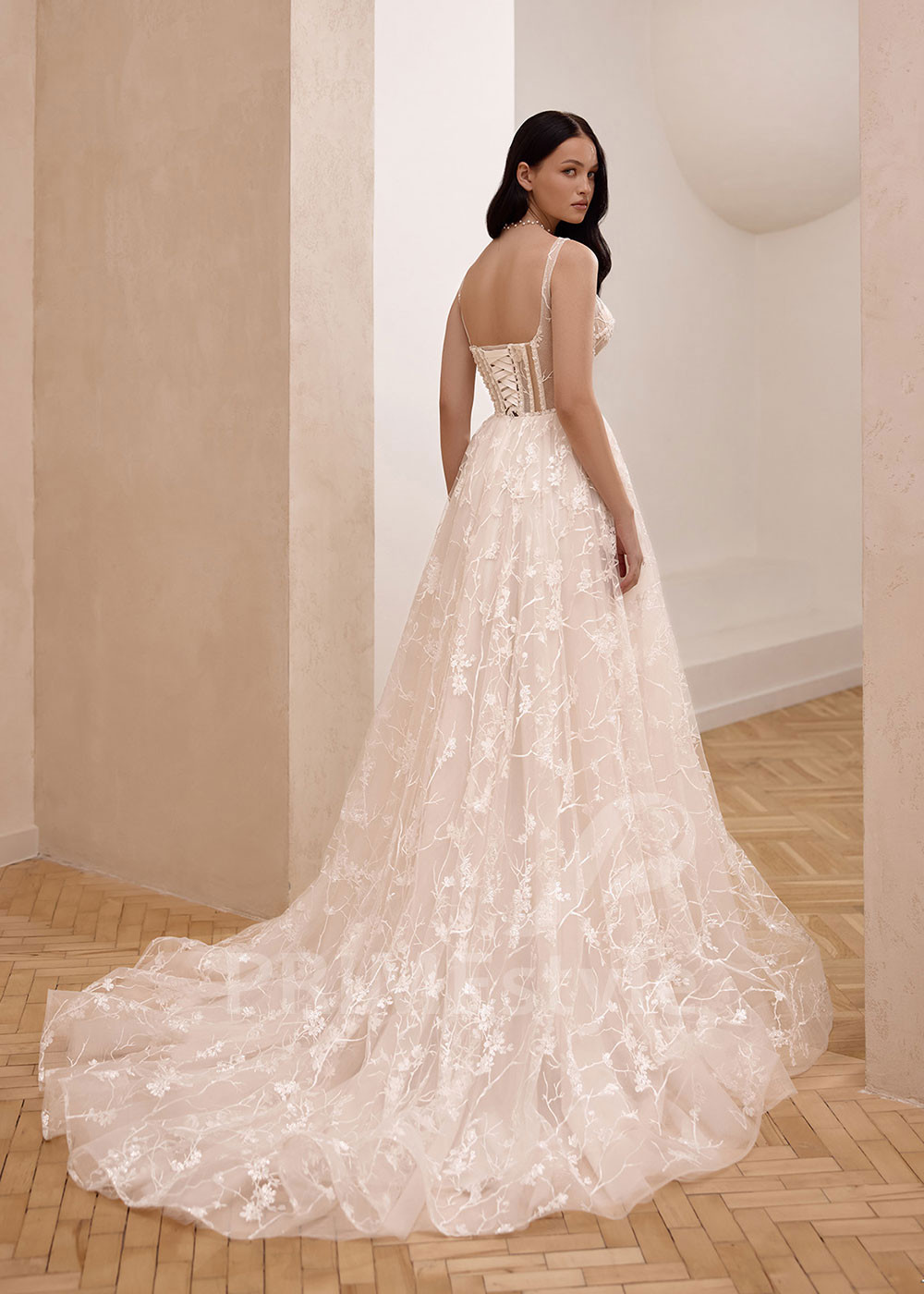 Romantické svadobné šaty s jemným tylovým vzorom VS1215