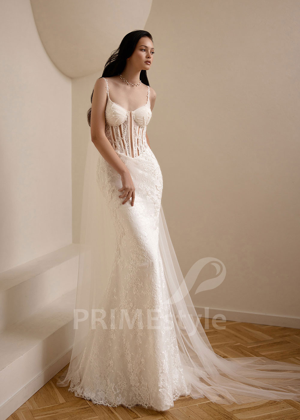 Elegantné čipkované svadobné šaty VS1216