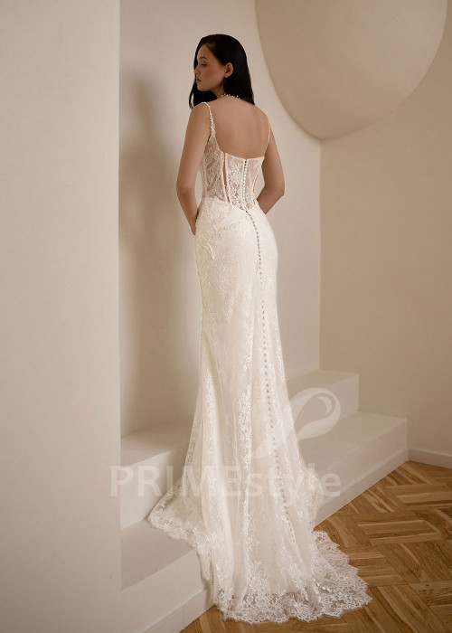 Elegantné čipkované svadobné šaty VS1216