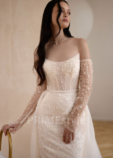 Perličkové svadobné šaty VS1217 – odnímateľná vlečka | PRIMESTYLE.SK