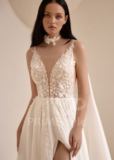 Šifónové svadobné šaty VS1218 so šifónovým plášťom | PRIMESTYLE.SK