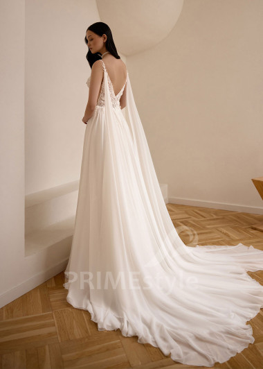 Šifónové svadobné šaty VS1218 so šifónovým plášťom | PRIMESTYLE.SK