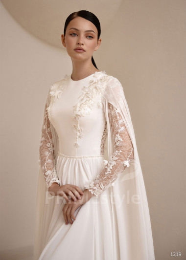 Svadobné šaty s dlhým čipkovaným rukávom VS1219 | PRIMESTYLE.SK
