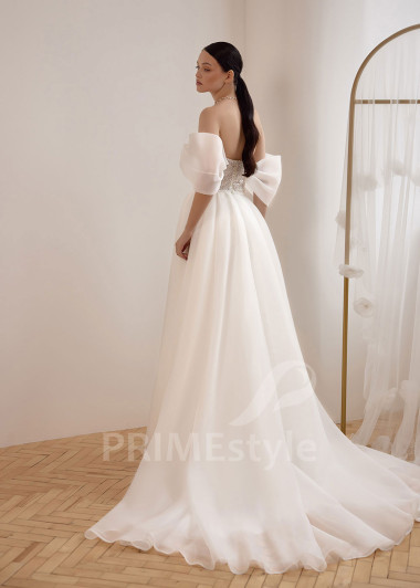 Svadobné šaty s rozparkom a trblietavým živôtikom VS1220 | PRIMESTYLE.SK