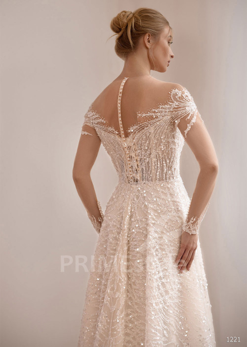 Luxusné svadobné šaty s dlhým rukávom VS1221