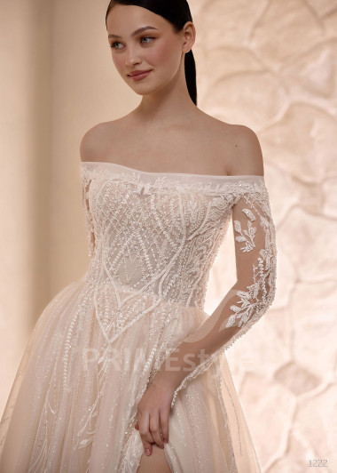 Trblietavé svadobné šaty s dlhým rukávom VS1222 | PRIMESTYLE.SK