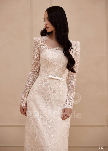 Celočipkované svadobné šaty s dlhým rukávom VS1224 | PRIMESTYLE.SK