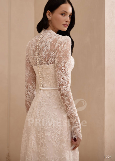 Celočipkované svadobné šaty s dlhým rukávom VS1224 | PRIMESTYLE.SK