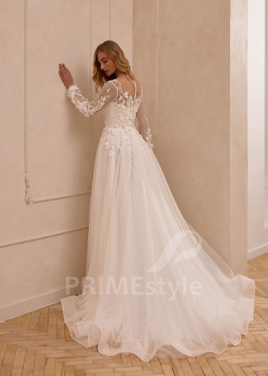 Trblietavé svadobné šaty s balónovým rukávom VS1225 | PRIMESTYLE.SK