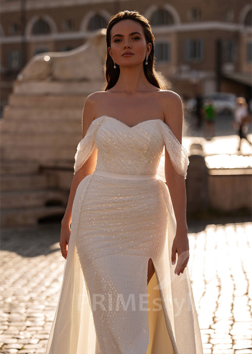 Extravagantné trblietavé svadobné šaty RS860