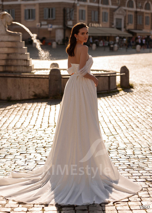 Extravagantné trblietavé svadobné šaty RS860