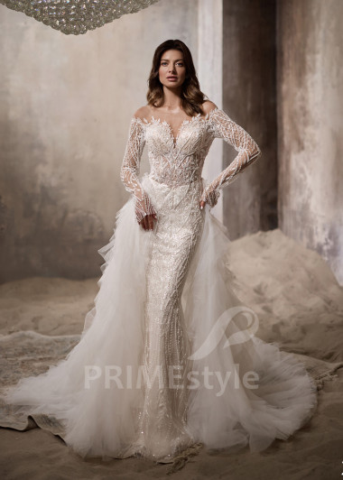 Luxusné svadobné šaty s odopínateľnou vlečkou RC2800