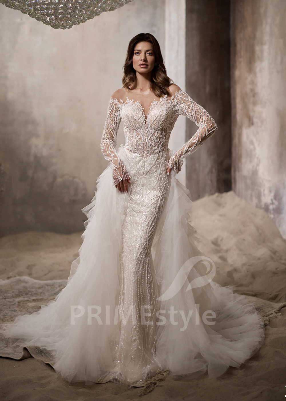 Luxusné svadobné šaty s odopínateľnou vlečkou RC2800