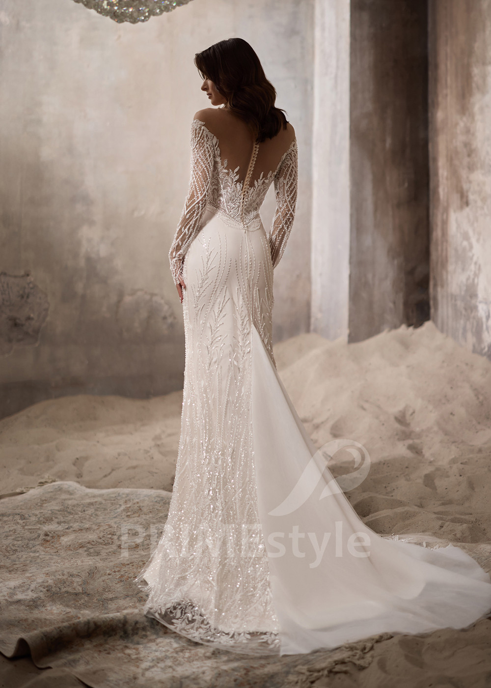 Luxusné svadobné šaty s odopínateľnou vlečkou RC2800