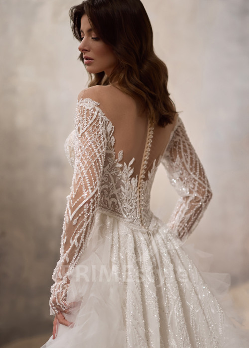 Luxusné svadobné šaty s odopínateľnou vlečkou RC2800