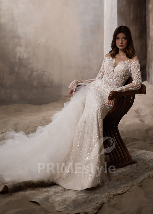 Luxusné svadobné šaty s odopínateľnou vlečkou RC2800