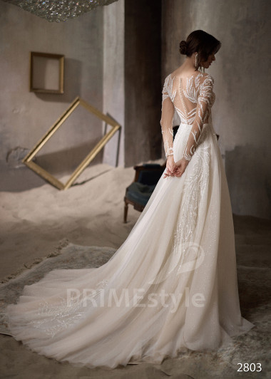 Elegantné svadobné šaty s dlhým rukávom RC2803 - primestyle.sk