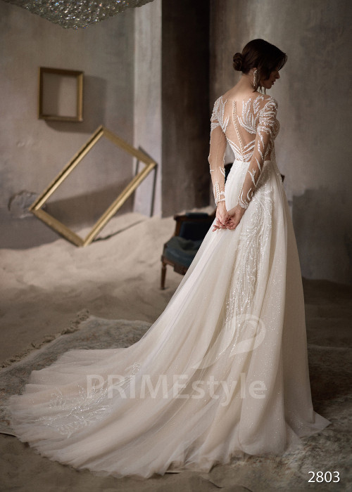 Elegantné svadobné šaty s dlhým rukávom RC2803