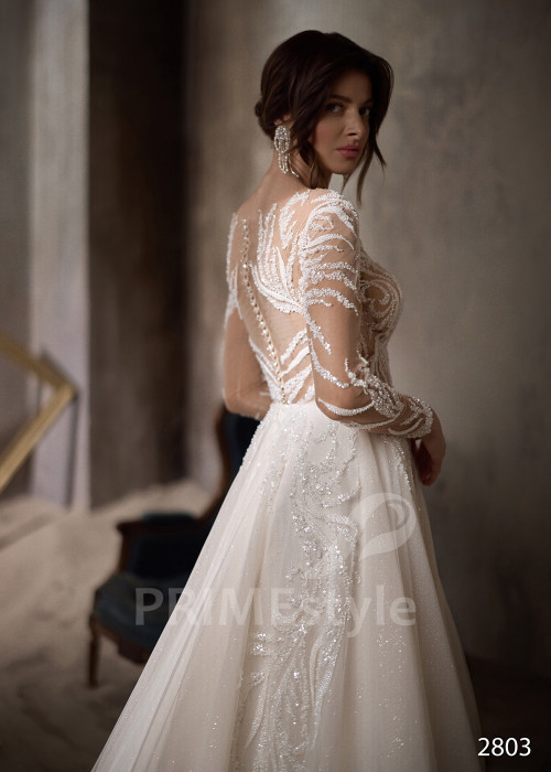 Elegantné svadobné šaty s dlhým rukávom RC2803