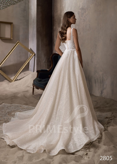 Svadobné šaty s dlhými prehozovými rukávmi RC2805 - primestyle.sk