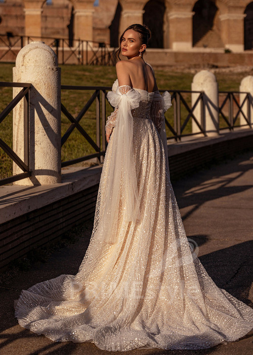 Luxusné trblietavé svadobné šaty RS864