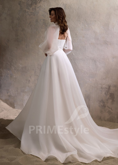 Extravagantne svadobné šaty s dlhým rukávom RC2807 - primestyle.sk