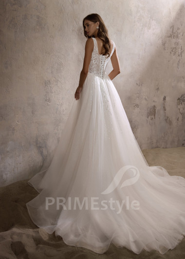 Luxusné svadobné šaty na ramienka RC2808 - primestyle.sk