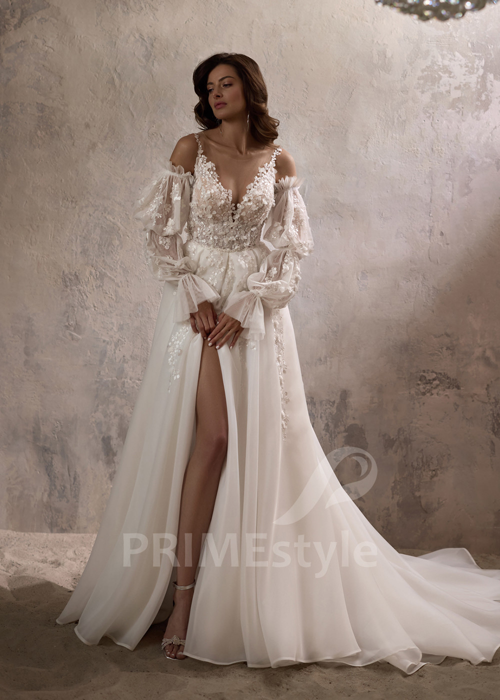 Exkluzívne svadobné šaty s dlhým rukávom RC2809