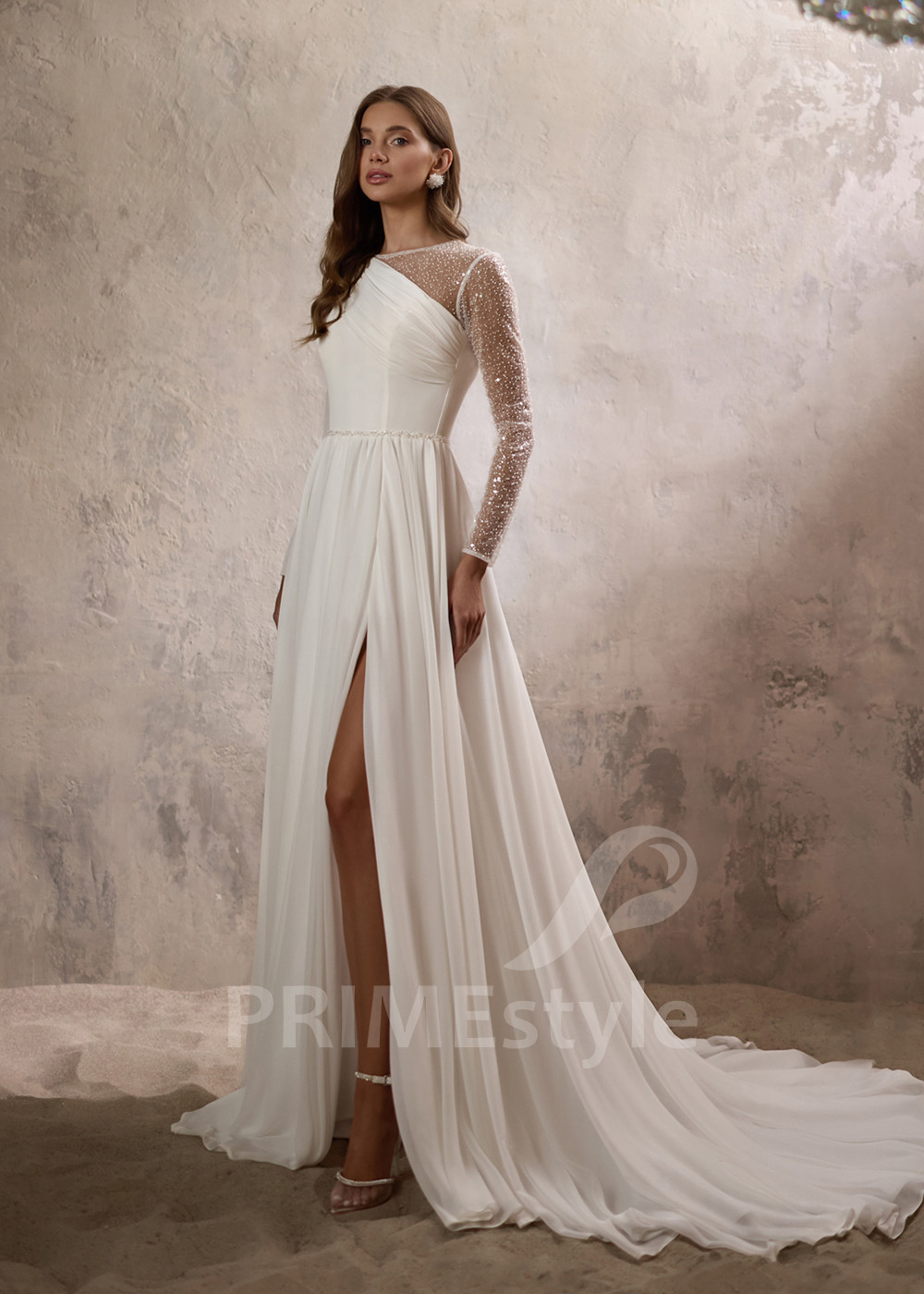 Jednoduché šifónové svadobné šaty RC2810