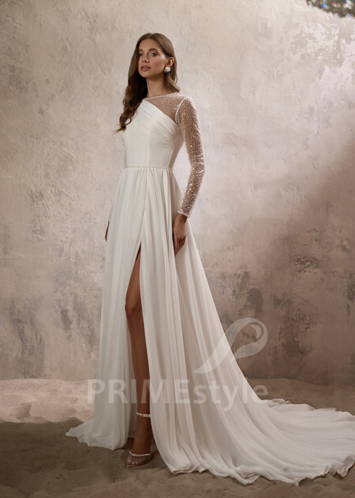 Jednoduché šifónové svadobné šaty RC2810