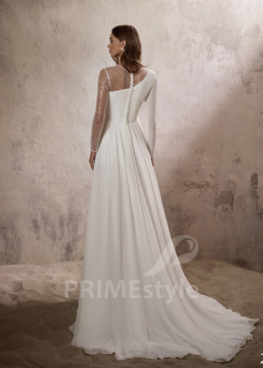 Jednoduché šifónové svadobné šaty RC2810 - primestyle.sk