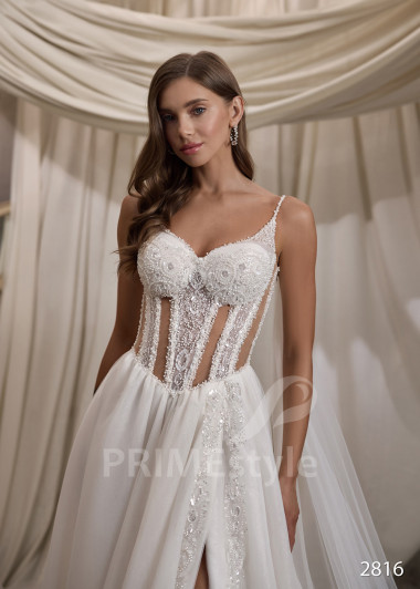 Exkluzívne svadobné šaty na ramienka RC2816 - primestyle.sk