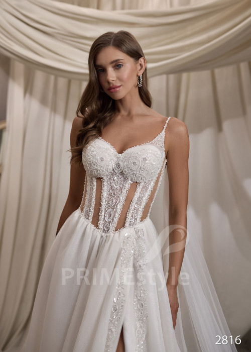 Exkluzívne svadobné šaty na ramienka RC2816