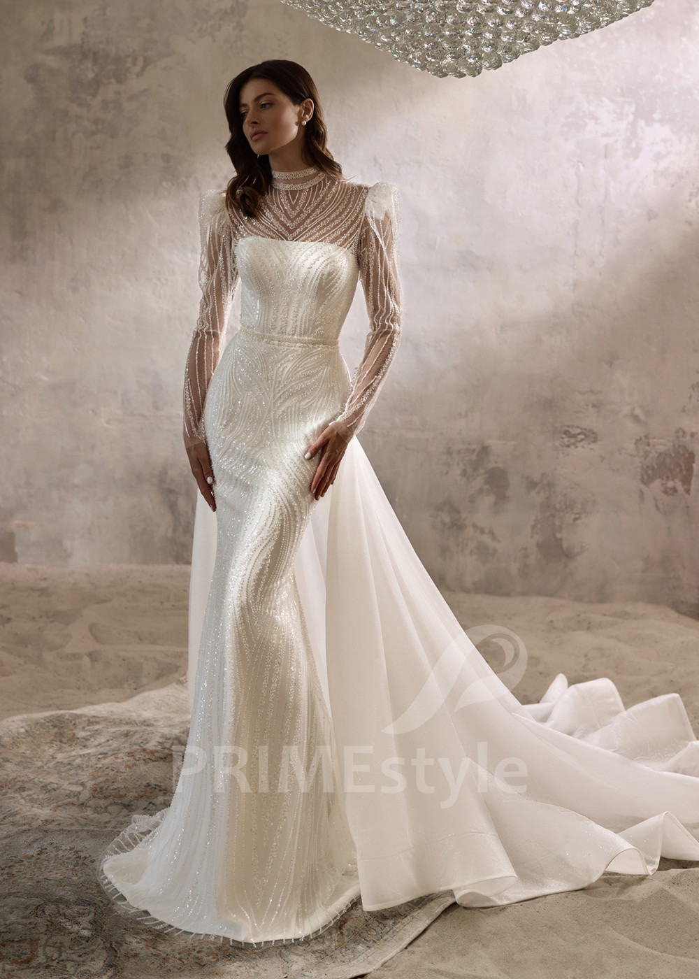 Luxusné svadobné šaty s odopínateľnou vlečkou RC2817