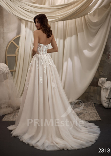 Romantické svadobné šaty s dlhými prehozovými rukávmi RC2818 - primestyle.sk