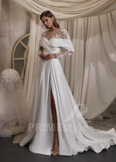 Elegantné saténové svadobné šaty RC2826