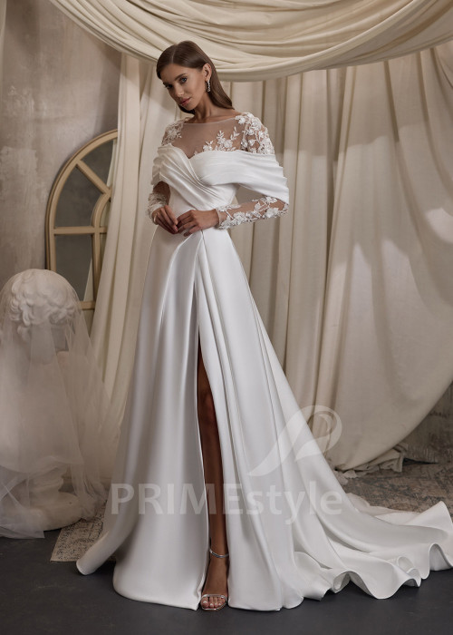 Elegantné saténové svadobné šaty RC2826